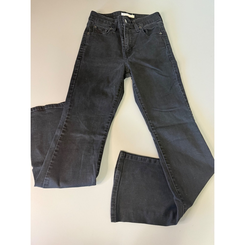 Levis 725 High Rise Bootcut Jeans Black Denim Size 26 Womens 725-0001